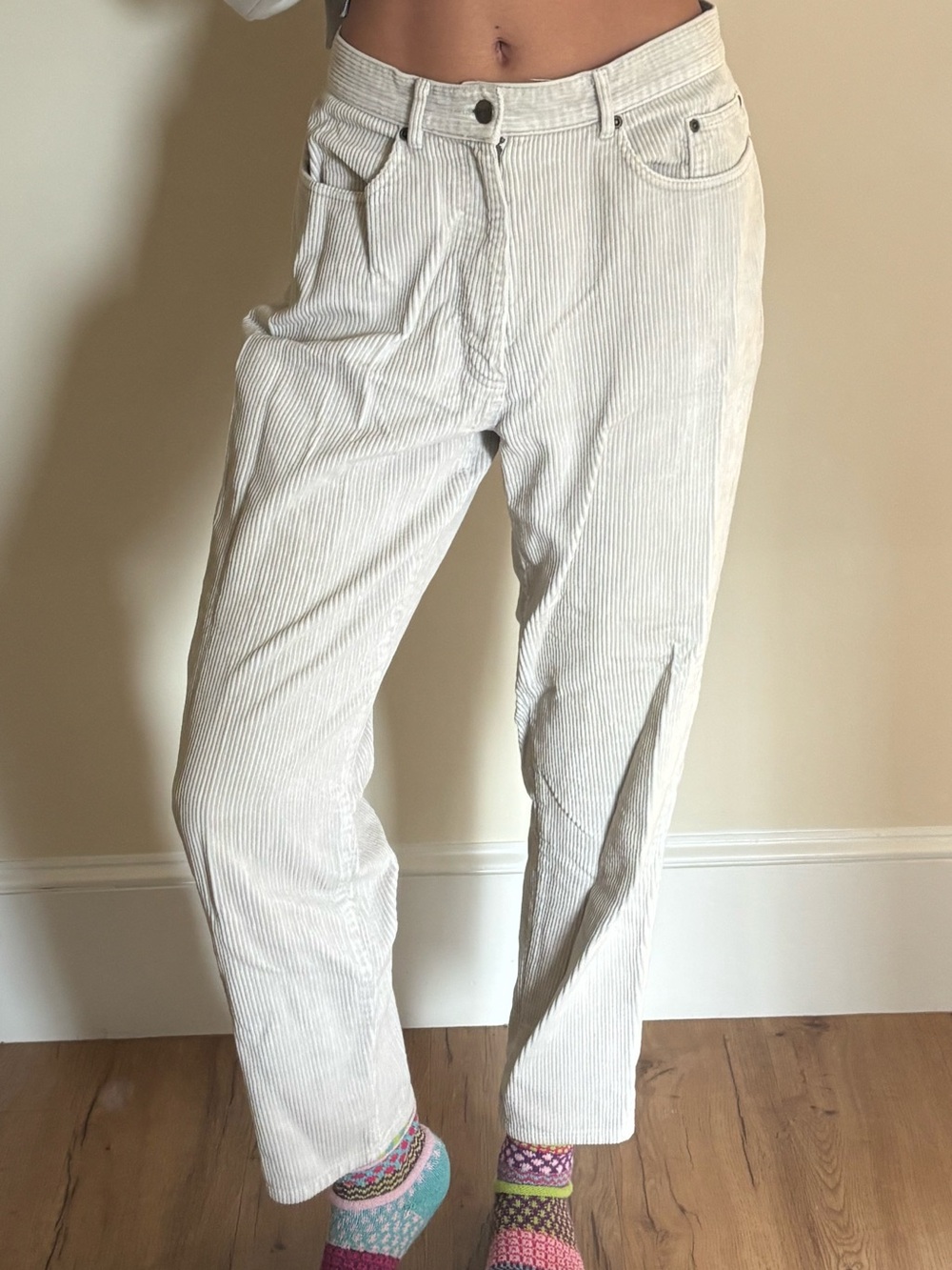 L.L. Bean Light Cream Corduroy Boyfriend Jeans